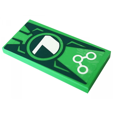 bright green tile 2 x 4 with lena luthor letter l logo pattern sticker - set 41232