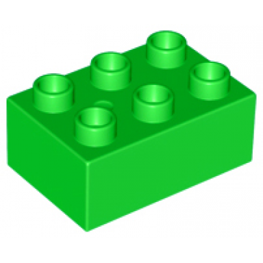 bright green duplo brick 2 x 3
