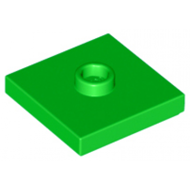 bright green plate modified 2 x 2 with groove and 1 stud in center jumper