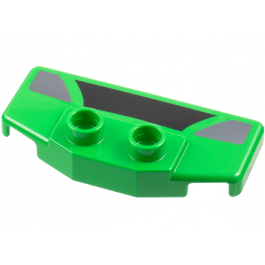 bright green duplo rear spoiler wing with black trapezoid and 2 dark silver markings pattern