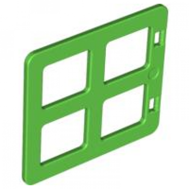 bright green duplo door window pane 1 x 4 x 3 with 4 same size panes square corners