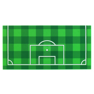 bright green tile 8 x 16 with bottom tubes textured surface with green and checkerboard soccer football pitch and white goal box and penalty area lines pattern