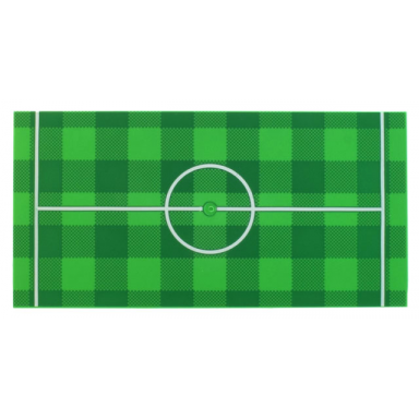bright green tile 8 x 16 with bottom tubes textured surface with green and checkerboard soccer football pitch and white center circle and halfway lines pattern