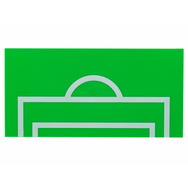 bright green tile 8 x 16 with bottom tubes textured surface with white soccer goal and penalty area pattern