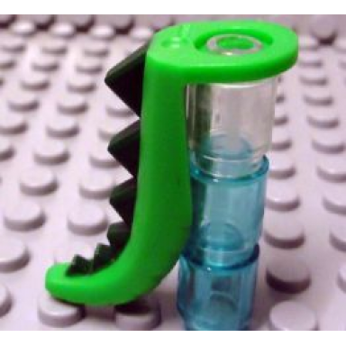 bright green minifigure costume tail lizard with scales pattern and dark green horns