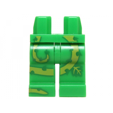bright green hips and legs with plant vines with thorns and green and lime leaves on front and sides pattern