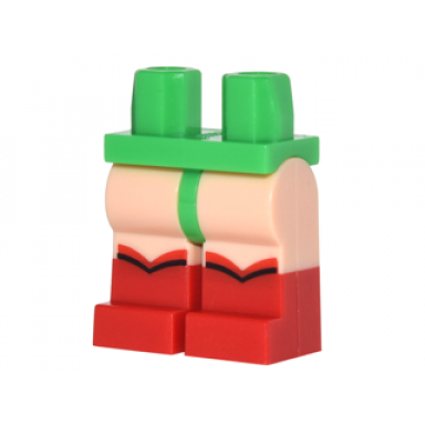 bright green hips and light nougat legs with red boots pattern