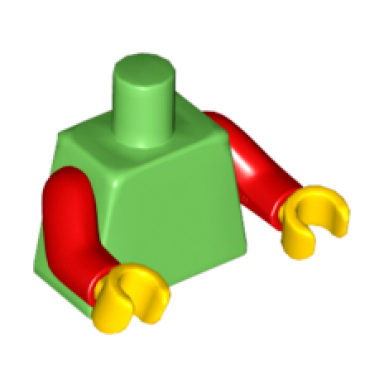 bright green torso plain red arms yellow hands