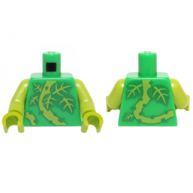 bright green torso plant vines with thorns and green and lime leaves pattern lime arms lime hands