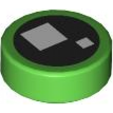 bright green tile round 1 x 1 with 2 white squares on black background pattern brickheadz hedwig eye