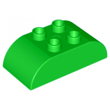 bright green duplo brick 2 x 4 slope curved double