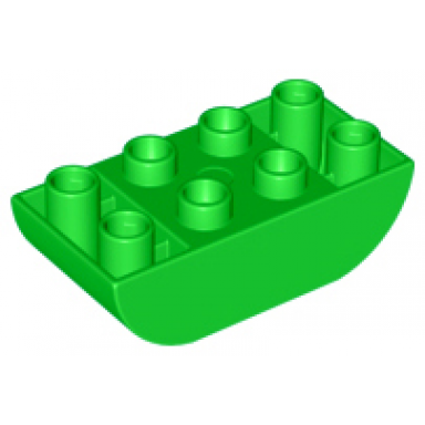bright green duplo brick 2 x 4 slope curved inverted double
