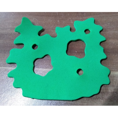bright green foam scala bush with cutouts and 3 holes