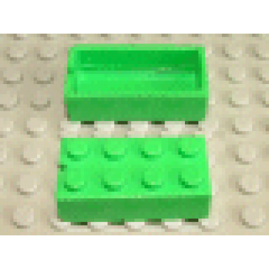 bright green brick 2 x 4 without bottom tubes slotted with 1 slot