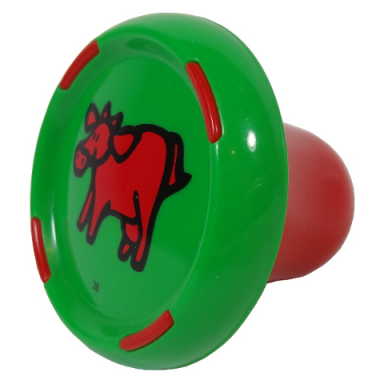 bright green music builder sound plug with cow pattern