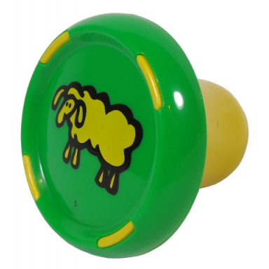 bright green music builder sound plug with sheep pattern