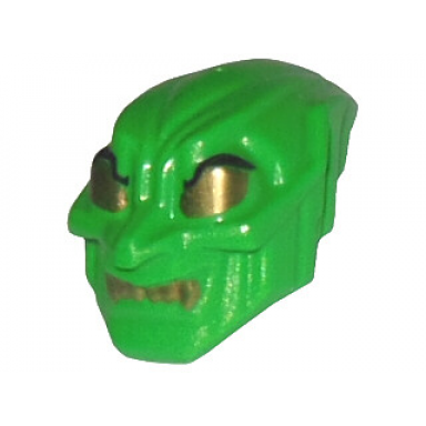 bright green minifigure headgear mask green goblin with gold eyes and teeth pattern
