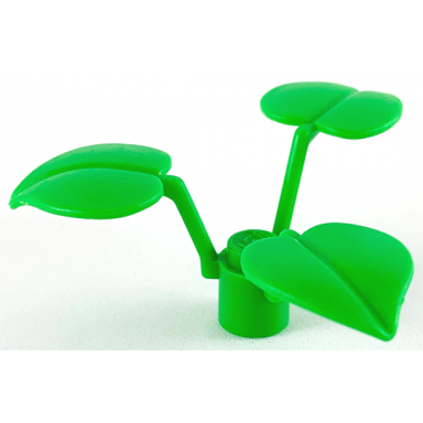 bright green plant stem with stud and 3 large leaves