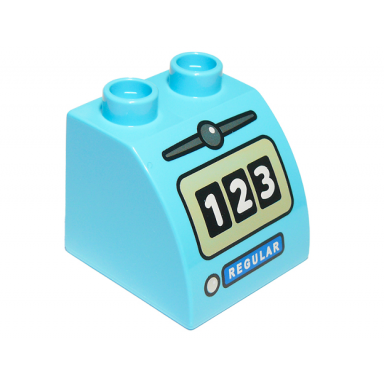 medium azure duplo brick 2 x 2 x 1 1 2 slope curved with 123 and regular fuel pump pattern