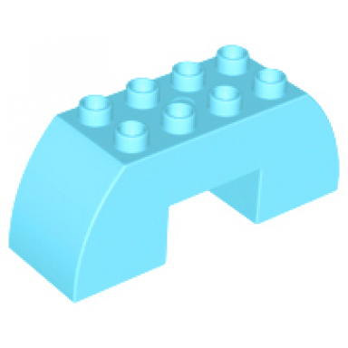 medium azure duplo brick 2 x 6 x 2 slope curved double with 2 x 2 cutout on bottom