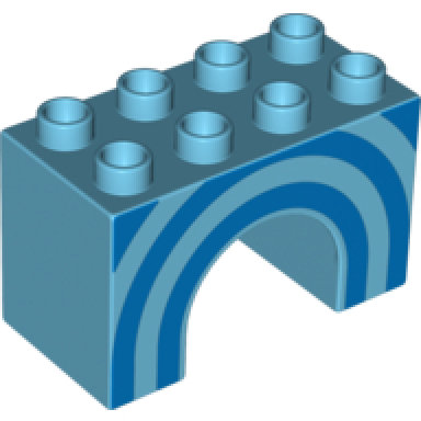 medium azure duplo brick 2 x 4 x 2 arch with blue half circles pattern