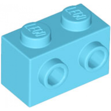 medium azure brick modified 1 x 2 with studs on 1 side