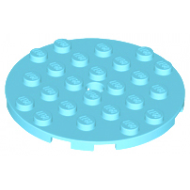medium azure plate round 6 x 6 with hole