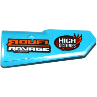 medium azure technic panel fairing 21 very small smooth side b with roufi ravage and high octanes pattern sticker - set 42050
