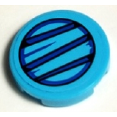 medium azure tile round 2 x 2 with bottom stud holder with air vent pattern sticker - set 75824