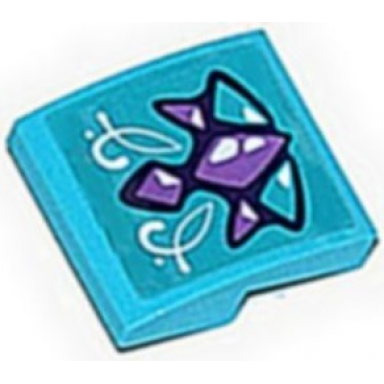 medium azure slope curved 2 x 2 x 2 3 with medium lavender and medium azure geometric dragon scales and white swirls pattern sticker - set 41172