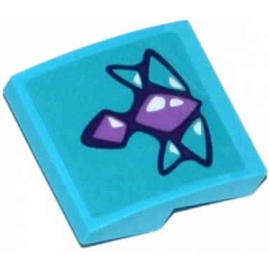 medium azure slope curved 2 x 2 x 2 3 with medium lavender and medium azure geometric dragon scales pattern sticker - set 41172
