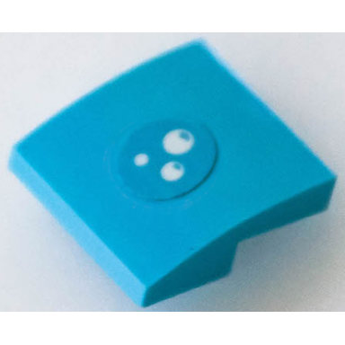 medium azure slope curved 2 x 2 x 2 3 with 3 white bubbles in center pattern sticker - set 41433