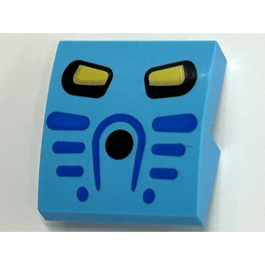 medium azure slope curved 2 x 2 x 2 3 with takua mask and yellow eyes pattern