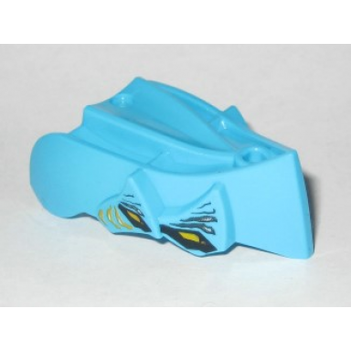 medium azure hero factory creature head jaw without axle hole with 4 yellow eyes pattern