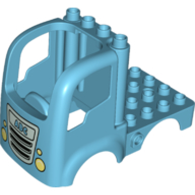 medium azure duplo car body truck 4 x 4 flatbed with 4 top studs with grille headlights and abc pattern