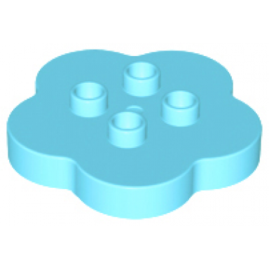 medium azure duplo brick round 4 x 4 flat top scalloped with 2 x 2 studs