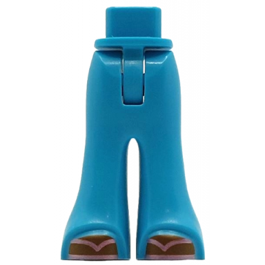 medium azure mini doll hips and trousers bell-bottoms with medium brown feet and metallic pink flip flops pattern - thin hinge