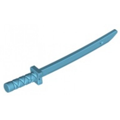 medium azure minifigure weapon sword shamshir katana square guard with capped pommel and holes in crossguard and blade