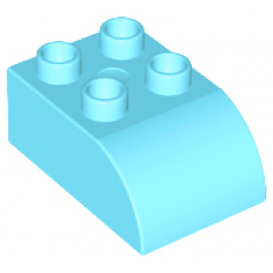 medium azure duplo brick 2 x 3 slope curved