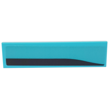 medium azure tile 1 x 4 with black stripe on medium azure background pattern model left side sticker - set 76898