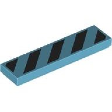 medium azure tile 1 x 4 with 5 black danger stripes no black corners pattern