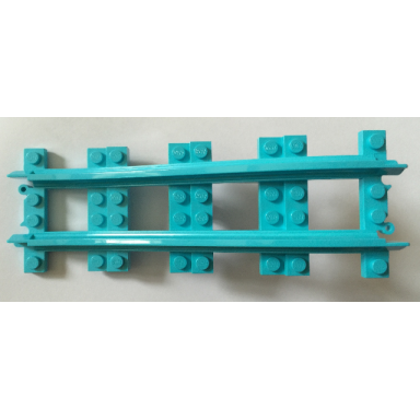 medium azure train track plastic narrow ramp 3 bricks elevation