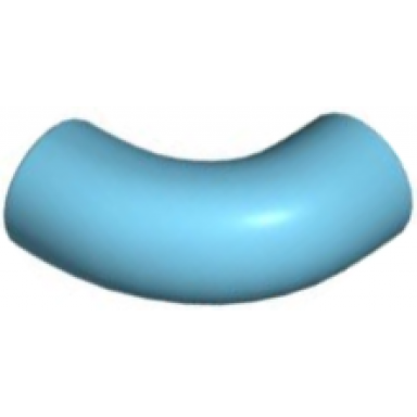 medium azure brick round 1 x 1 d 90 degrees elbow macaroni - no stud - type 2 - axle hole