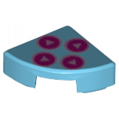 medium azure tile round 1 x 1 quarter with magenta and metallic pink directional buttons pattern