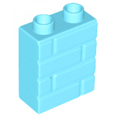 medium azure duplo brick 1 x 2 x 2 with masonry profile