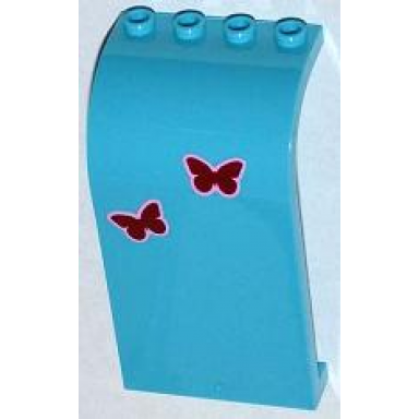 medium azure panel 3 x 4 x 6 curved top with 2 butterflies pattern stickers - set 3186