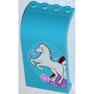 medium azure panel 3 x 4 x 6 curved top with white horse flower and butterflies pattern model left side sticker - set 3186