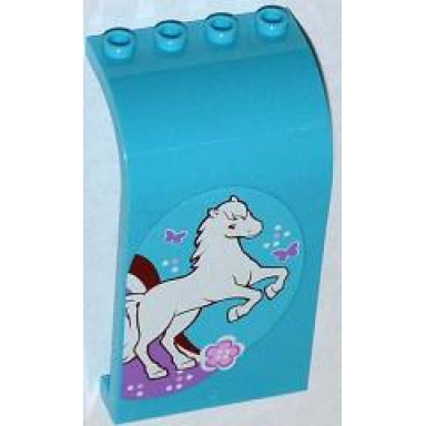 medium azure panel 3 x 4 x 6 curved top with white horse flower and butterflies pattern model right side sticker - set 3186