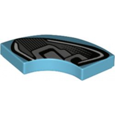 medium azure tile round corner 2 x 2 macaroni with black and silver ford gt headlight pattern model right side