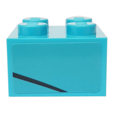 medium azure brick 2 x 2 with black line on medium azure background pattern model left side sticker - set 76898